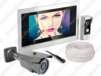 Комплект проводного видеодомофона HDcom S-101AHD + миниатюрная камера KDM-5405B + уличная камера KDM-A6884S